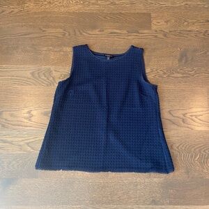 Banana Republic Sleeveless Gingham Jacquard Top - Navy - Medium